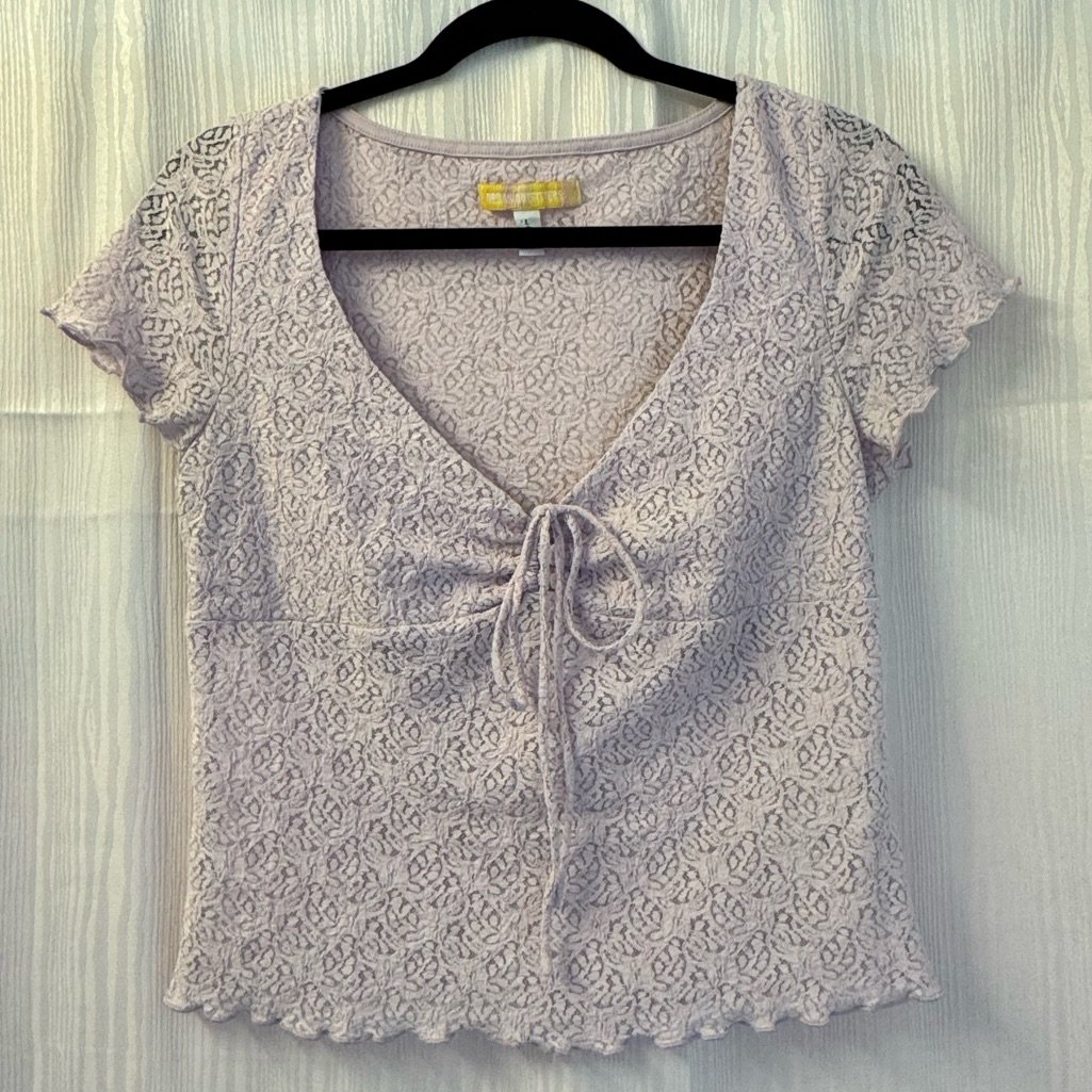 Urban Outfitters Purple Fitted Ruched Tie Front Blouse